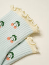 🍒 Cherry Ruffle Grip Sock [Baby Blue]