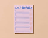 Shit To Pack 50 page Notepad - Vacation Planner, Stocking Stuffer