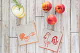 Chicken and Rooster Cocktail Napkins, set of two