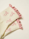 🎀 Bow Ruffle Grip Sock [Soft Pink]
