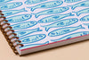 Sardines Letterpress A5 Spiral Notebook - Made in USA - Seafood - Ocean - Beach - Animals - Foodie - Coastal - Back to School, Housewarming Gift, Christmas Gift, Stocking Stuffer