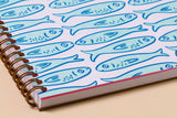 Sardines Letterpress A5 Spiral Notebook - Made in USA - Seafood - Ocean - Beach - Animals - Foodie - Coastal - Back to School, Housewarming Gift, Christmas Gift, Stocking Stuffer