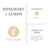 Rosemary + Lemon - Non-Toxic Candle, Essential Oil