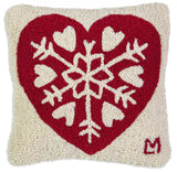 Snowflake Heart Decorative Pillow
