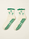 🎀 Bow Ruffle Grip Sock [Green], Pilates Socks