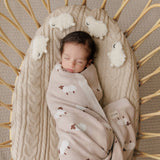 100% Luxury Cotton Receiving Swaddle Baby Blanket - Sheep