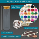 4" Matches in Chic Cork Top Jar - Colors of Your Choice