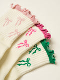 🎀 Bow Ruffle Grip Sock [Green], Pilates Socks