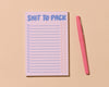 Shit To Pack 50 page Notepad - Vacation Planner, Stocking Stuffer