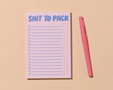 Shit To Pack 50 page Notepad - Vacation Planner, Stocking Stuffer