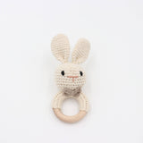 Wooden Baby Rattle Crochet Toy -  Bunny