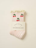 🍒 Cherry Ruffle Grip Sock [Baby Pink], Pilates Socks