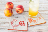 Chicken and Rooster Cocktail Napkins, set of two