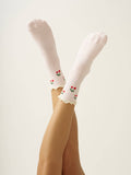 🍒 Cherry Ruffle Grip Sock [Baby Pink], Pilates Socks