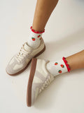🍓 Strawberry Ruffle Grip Sock, Pilates Socks
