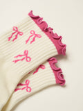 🎀 Bow Ruffle Grip Sock [Hot Pink]
