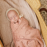 100% Luxury Cotton Receiving Swaddle Baby Blanket - Heart