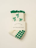 🎀 Bow Ruffle Grip Sock [Green], Pilates Socks