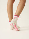 🎀 Bow Ruffle Grip Sock [Hot Pink]