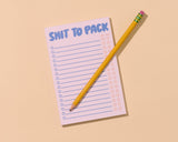 Shit To Pack 50 page Notepad - Vacation Planner, Stocking Stuffer