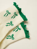 🎀 Bow Ruffle Grip Sock [Green], Pilates Socks