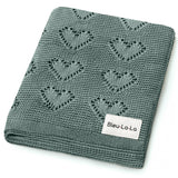 100% Luxury Cotton Receiving Swaddle Baby Blanket - Heart