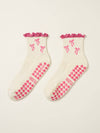 🎀 Bow Ruffle Grip Sock [Hot Pink]