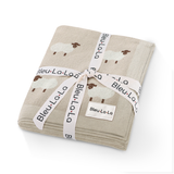 100% Luxury Cotton Receiving Swaddle Baby Blanket - Sheep
