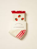 🍓 Strawberry Ruffle Grip Sock, Pilates Socks