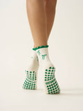 🎀 Bow Ruffle Grip Sock [Green], Pilates Socks