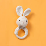 Wooden Baby Rattle Crochet Toy -  Bunny