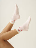 🍒 Cherry Ruffle Grip Sock [Baby Pink], Pilates Socks