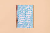 Sardines Letterpress A5 Spiral Notebook - Made in USA - Seafood - Ocean - Beach - Animals - Foodie - Coastal - Back to School, Housewarming Gift, Christmas Gift, Stocking Stuffer