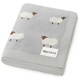 100% Luxury Cotton Receiving Swaddle Baby Blanket - Sheep