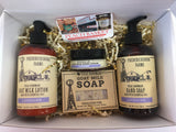 Fredericksburg Farms Goat Milk  Lavender Scented Body Care gift 4 Pack (Pump Soap, Lotion, Bar Soap and Hand Cream)